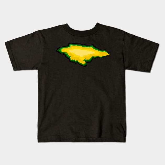 Jamaica  map of Jamaica  in the colors of the Jamaican flag black green and gold Kids T-Shirt by Artonmytee